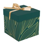 Коробка складная подарочная MESHU «Листья», (15*15*15см), с лентой, отд фольгой