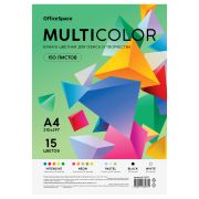 Бумага цветная OfficeSpace «Мультиколор», A4, 80 г/м2, 150л., (15 цветов)