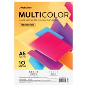 Бумага цветная OfficeSpace «Мультиколор», A5, 80 г/м2, 100л., (10 цветов)