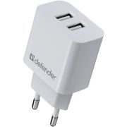 Зарядное устройство сетевое Defender UPA-22 белый, 2xUSB, 2.1А output, черный