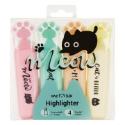 Набор текстовыделителей MESHU «Live, Life, Meow», 04цв., пастельные цвета, 1-5 мм, ПВХ бокс с европодвесом