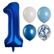Воздушные шары, 41шт., М12/30см, MESHU, «Number 1 Blue», пастель