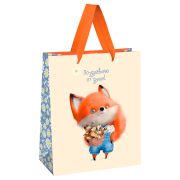 Пакет подарочный 18*23*10см MESHU «Cute fox», матовая ламинация