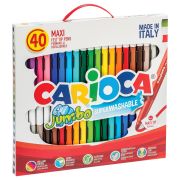 Фломастеры Carioca «Jumbo», 40шт., 36цв., утолщенные, смываемые, картон, с ручкой