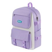 Рюкзак Först «Lilac-white» 40*28*12см, 1 отделение, 4 кармана, в комплекте: сумка-шоппер, косметичка, пенал, мешочек