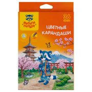 Карандаши цветные Мульти-Пульти «Енот в Японии», 36 цв., трехгран., заточен., картон, европодвес, термоусадка