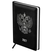 Ежедневник датированный 2027г., А5, 176л., твердый переплет, кожзам, BG «Орел», черный