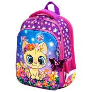 Ранец BRAUBERG QUADRO, 3 отделения, с брелоком, «Charming kitten», 37х28х18 см, 270602
