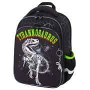 Ранец BRAUBERG QUADRO, 3 отделения, с брелоком, «Tyrannosaur», светящийся рисунок, 37х28х18 см, 272021