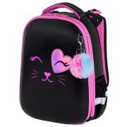 Ранец BRAUBERG SHINY, 2 отделения, с брелоком, «Улыбающийся котик», 38х28х14 см, 272040