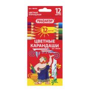 Карандаши цветные 12 цв. «Пифагор» 180296