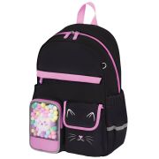 Рюкзак BRAUBERG PASTEL с термонашивками в комплекте, «Черный котик», 40х29х14 см, 273128