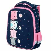 Ранец BRAUBERG KIDS START, 1 отделение, 2 кармана, «Четыре котика», 35х26х13 см, 273150