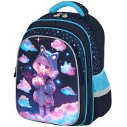 Рюкзак BRAUBERG KIDS FLOSSY, 2 отделения, 3 кармана, «Девочка в облаках», объемный дизайн, 40х28х18 см, 273179
