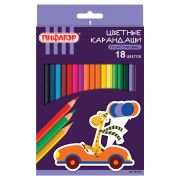 Карандаши цветные 18 цв. «Пифагор» Жираф, 181251
