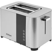Тостер KITFORT KT-2047, 850 Вт, 2 тоста, 7 режимов, LED-дисплей, сталь, серебристый, КТ-2047
