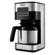 Кофеварка капельная KITFORT КТ-752, 900 Вт, объем 1,25 л, дисплей, черный/стальной