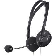 Наушники с микрофоном (гарнитура) DEFENDER AURA-102, проводные, 1,55 м, с оголовьем, черные, 63102