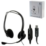 Наушники с микрофоном (гарнитура) LOGITECH PC 960, проводная, компьютерная, 2,4 м, стерео, USB, черная