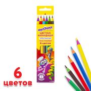 Карандаши цветные 6 цв. «ЮНЛАНДИЯ» КАРНАВАЛ, пластиковые, заточенные, трехгранный корпус, 181683