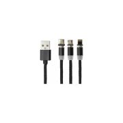 Кабель магнитный для зарядки 3 в 1 USB 2.0-Micro USB/Type-C/Ligtning, 1 м, SONNEN, черный, 513561