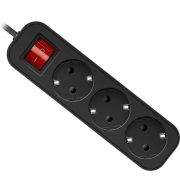 Удлинитель сетевой DEFENDER G330, 3 розетки, c заземлением, выключатель, 10А, длина 3 м, черный, 99334