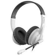Наушники с микрофоном (гарнитура) A4TECH HU-10, проводные, 2 м, USB, черные с белым, 1611415