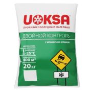 Реагент противогололёдный 20 кг UOKSA «Двойной Контроль», до -25°C, хлорид кальция + соли + мраморная крошка