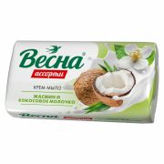 Мыло-крем 90 г ВЕСНА АССОРТИ «Жасмин и кокосовое молочко», нежная пена, 6205