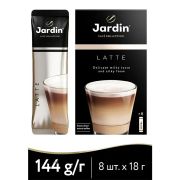 Кофе растворимый порционный JARDIN «3 в 1 Латте», КОМПЛЕКТ 8 пакетиков по 18 г, 1693-10
