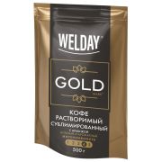 Кофе растворимый WELDAY (ВЭЛДЭЙ) «GOLD» 500 г, БРАЗИЛИЯ, арабика, сублимированный, 622673
