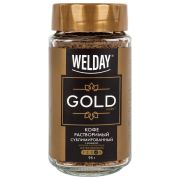 Кофе растворимый WELDAY (ВЭЛДЭЙ) «GOLD» 95 г, стеклянная банка, сублимированный, 622675