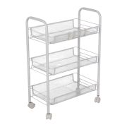 Этажерка (тележка) BOOMHOUSE (БУМХАУС) RC-003 3 яруса, на колесах, В62,5хШ42,5хГ25,5 см, металл, белая, 701456