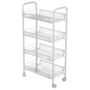 Этажерка (тележка) BOOMHOUSE (БУМХАУС) RC-004 4 яруса, на колесах, В84хШ42,5хГ25,5 см, металл, белая, 701458