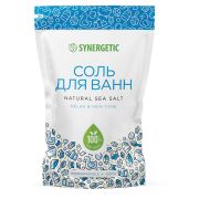 Соль для ванн 1 кг, SYNERGETIC «Детокс и расслабление», морская, натуральная, 300011