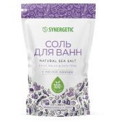 Соль для ванн 1 кг, SYNERGETIC «Детокс и расслабление», морская с лавандой, натуральная, 300014