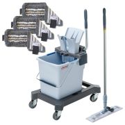 Тележка уборочная VILEDA PROFESSIONAL «УльтраСпидПро» КОМПЛЕКТ с ЧЕРЕНКОМ 150 см, ведро 25 л, база, отжим, ШВАБРА + 3 МОПа, 166378