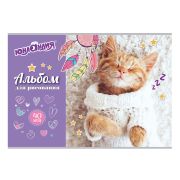 Альбом  40 л., А4, скрепка «Юнландия» Кот в свитере, 105091