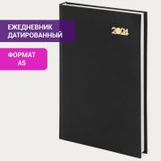 Ежедневник А5 «Staff» бумвинил,  датированный 2024, 320 стр, черный, арт.115137