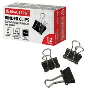 Зажим 15 мм «Brauberg» черный, 223969