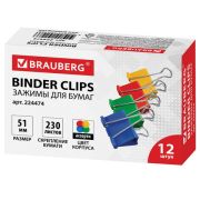 Зажим 51 мм «Brauberg» цветной