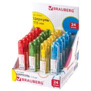 Циркуль «Brauberg» Klasse, пластиковый пенал, 115 мм, арт.210313