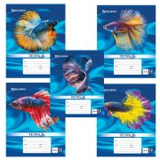 Тетрадь, 12 л, А5, скрепка, клетка «BRAUBERG» Magic Fish, арт.104768