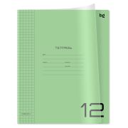 Тетрадь 12л., клетка BG «UniTone. Green», пласт. прозрачная обложка, зеленая, 12243