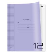 Тетрадь 12л., клетка BG «UniTone. Green», пласт. прозрачная обложка, сиреневая, 12464