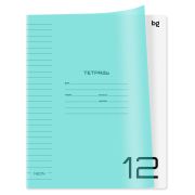 Тетрадь 12л., линия BG «UniTone. Green», пласт. прозрачная обложка, голубая, 12459