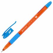 Ручка шариковая  масляная с грипом BRAUBERG GLASSY SKY BLUE, СВЕТЛО-СИНЯЯ, линия 0,35мм,144107