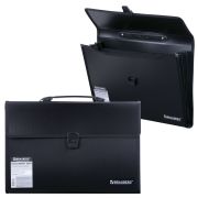 Портфель 3 отделения «Brauberg» пластиковый, с окантовкой, черный, 221389