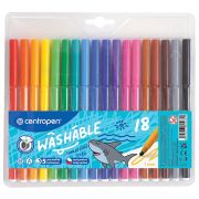 Фломастеры Centropen «Washable», 18цв., смываемые, блистер