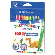 Фломастеры Centropen «Just Perfect», 12цв., трехгран., смываемые, устойч. к высыханию, картон, европодвес